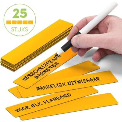 Afbeelding van 25 Whiteboard Magneten Balk 15 x 2,5 cm Oranje Herschrijfbaar