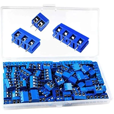 Afbeelding van beihuazi® PCB schroefklemmen schroef terminal blok soldeerbare schroefklem 300V, 16A voor Arduino (100 stuks, 5 mm, blauw, 2 pin 85, 3 10, 4 pins 5)