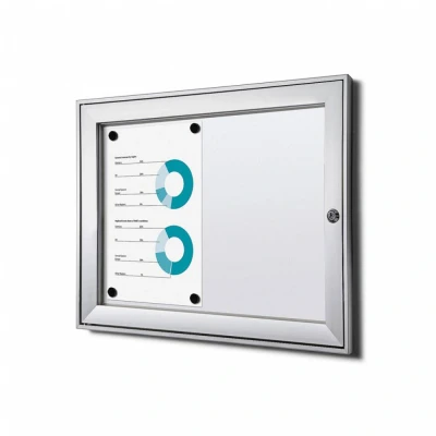 Afbeelding van Vergrendelbaar Notitiebord Indoor B1 Brandwerend Zilver 2x A4