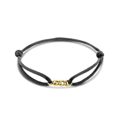 Afbeelding van Armband geelgoud satijn goudkleurig zwart 13 26 cm
