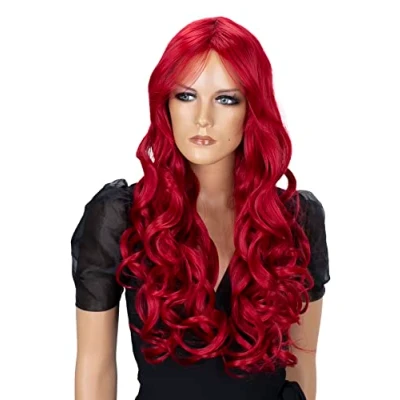 Afbeelding van CAISHA Pruik Volumineus Lang Haar Cosplay Theatershow Golvend Intens Rood FS836c