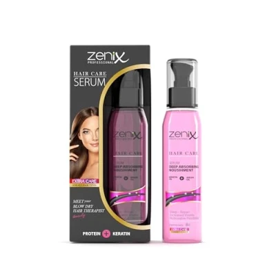 Afbeelding van Zenix keratine proteïne haarserum 130 ml voor de anti kroezen behandeling van droog, broos en beschadigd haar, haarverzorging, haarkuur, haaroliebehandeling, glans soepelheid