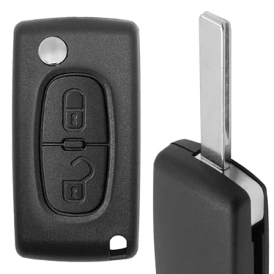 Afbeelding van GIANTO Beschermhoes voor afstandsbediening met 2 toetsen, compatibel Peugeot 106, 107, 205, 206, 207, 306, 307, 308, 309, 406, 407, 807 en Citroen C1, C2, C3, C4, C5 sleutelbaard