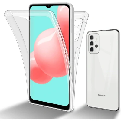 Afbeelding van Cadorabo Hoesje geschikt Voor Samsung Galaxy A32 4G in TRANSPARANT 360 Full Body Case Cover Beschermhoes en achterbescherming, all round bescherming met displaybescherming