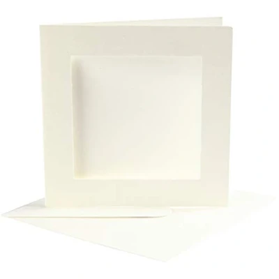 Afbeelding van Creotime Passepartout Kaarten, afmeting kaart 12,5x12,5 cm, off white, vierkant, 10 sets