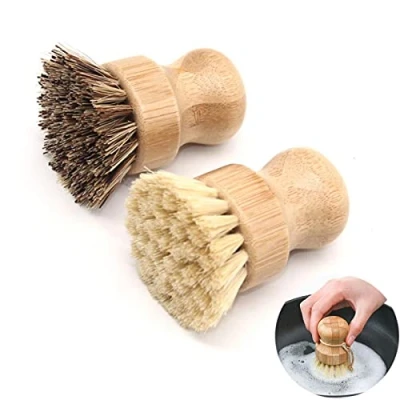 Afbeelding van Natuurlijke Schotel Borstel Bamboe Houten Keukenborstels Groenteborstel Pot Reinigingsborstel Vaatborstels voor Servies Groenten Badkamer Huishoudelijke Reiniging 2pcs