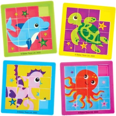 Afbeelding van Baker Ross FX680 Sealife Buddies Schuifpuzzels Set van 6, Feestzakjesvullers voor kinderen