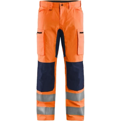 Afbeelding van Blaklader High Vis broek met stretch 1585 1811 Oranje/Marineblauw