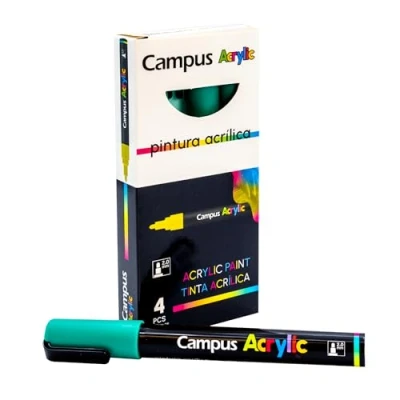 Afbeelding van Campus Acrylstiften, verpakking met 2 mm ronde punt, permanente marker op waterbasis, ondoorzichtig en sneldrogend (donkergroen)