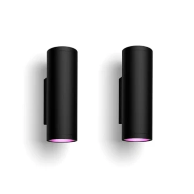 Afbeelding van Philips Hue Appear Muurlamp Set van 2 Buitenlamp IP44 Duurzame LED Verlichting Wit en Gekleurd Licht Dimbaar Verbind met Bridge Werkt Alexa Google Home Zwart