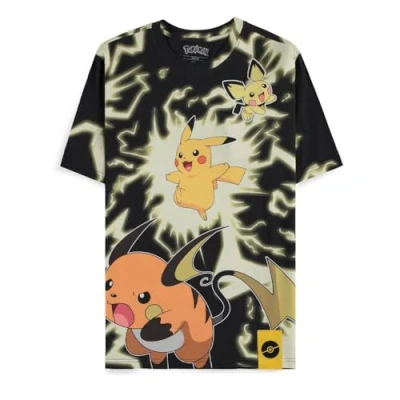 Afbeelding van Pokémon Pikachu Lightning Digital AOP Heren T shirt XL Multicolours