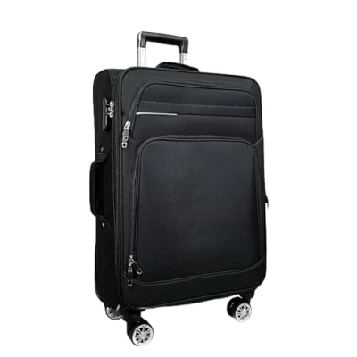 Afbeelding van MY TRAVEL BAG Stoffen reiskoffer trolley uitbreidbaar met dubbele wielen (M/L/XL/XXL of set van 4) zachte bagage, zwart, Handgepäck (55cm), koffer