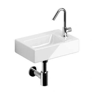 Afbeelding van Clou InBe fonteinset 36x24.5x9cm nr2 inclusief kraan plug en sifon keramiek Wit