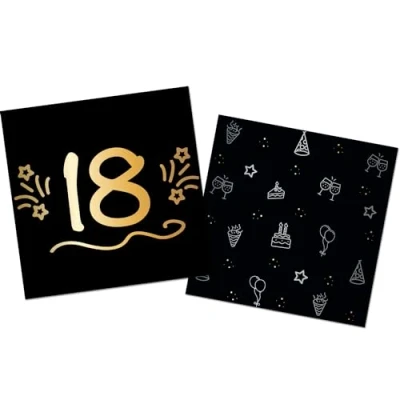 Afbeelding van Folat Servetten shining glam 18 jaar 16 stuks 33 x cm