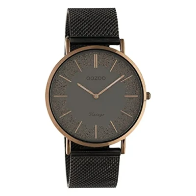 Afbeelding van OOZOO C20139 Horloge Vintage Mesh staal titaniumgrijs bruin 40 mm
