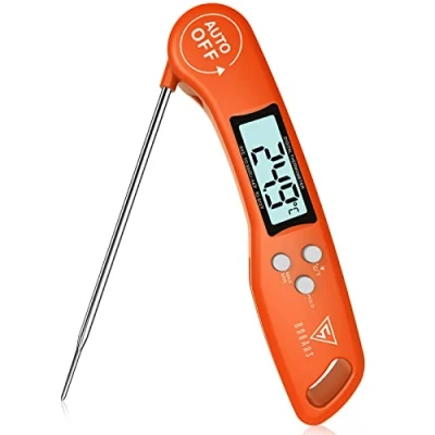 Afbeelding van Vleesthermometer,DOQAUS Keukenthermometer Barbecuethermometer, Digitale thermometer met 3s Directe Uitlezing,Opvouwbare Lange Sonde en LCD scherm voor Keuken,Grill,BBQ Oranje