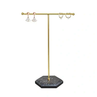 Afbeelding van Naapesi Sieradenorganisator, T Bar ketting displaystandaard oorbellen houder, metalen hangende hanger rek met marmeren patroon lade, sieraden voor armbanden, ringen, sleutels horloges