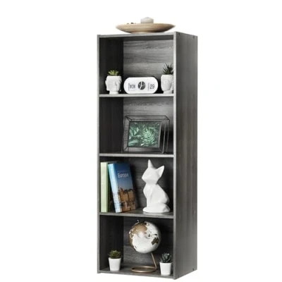 Afbeelding van Iris Ohyama, Kledingkast met 4 planken / Houten bak Boekenkast Bijzetkast, Modulair, Design, kantoor, woonkamer, slaapkamer Basic Storage Shelf CX Grijs Eiken