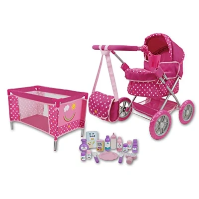 Afbeelding van 509 Crew Hello Sunshine Poppenkinderwagen, 18 delige combi speelset, vanaf 3 jaar