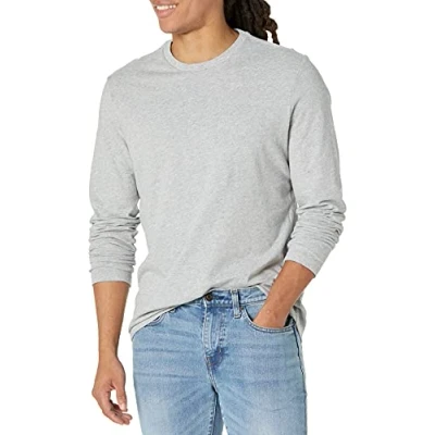 Afbeelding van Amazon Essentials Men&#039;s T shirt met lange mouwen en slanke pasvorm, Lichtgrijs, S