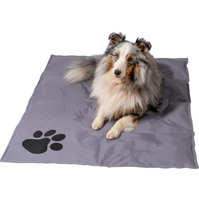 Afbeelding van dobar® 60422 Koelmat voor honden, hondenkoelmat honden en katten, zelfkoelende mat huisdieren, hondendeken met koude gelvulling, koeldeken, 99,5 x 70 cm, grijs