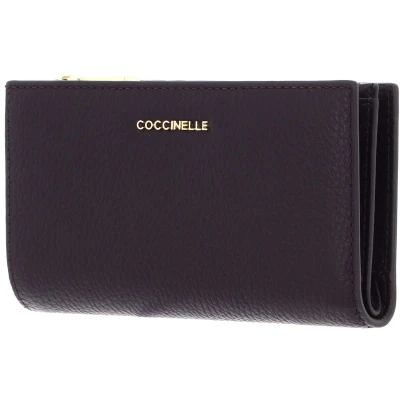 Afbeelding van COCCINELLE Leren portemonnee Metallic Soft Wallet Prune donkerpaars