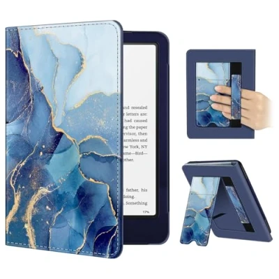 Afbeelding van Fintie Beschermhoes compatibel met 7 inch Kindle Paperwhite 2024 (12e generatie) en Colorsoft Signature Edition (1e generatie), polsband, automatische slaap/wake, oceaanmarmer