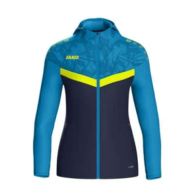 Afbeelding van Jako Iconic Jas Met Kap Dames Marine / Blauw Fluogeel Maat: 36