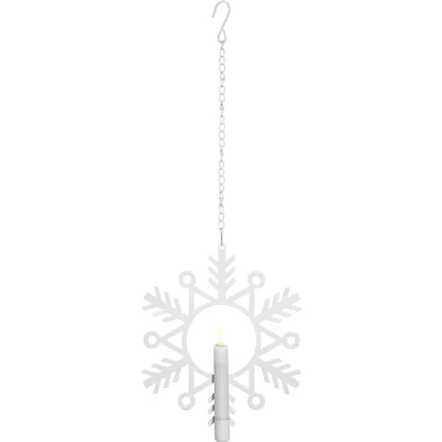 Afbeelding van Star Trading decoratie Flame Sneeuw, sneeuwvlok, decoratieve lamp, metaal, wit, LED, timer, warm 29 cm