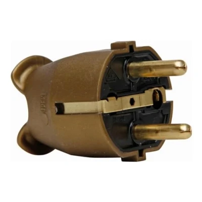 Afbeelding van Kopp geaarde stekker, kunststof, IP 20, centrale invoer, 2 contactsystemen volgens norm CEE 7/VII voor kabeldoorsnede tot 3 x 1,5 mm², goud, 175707005
