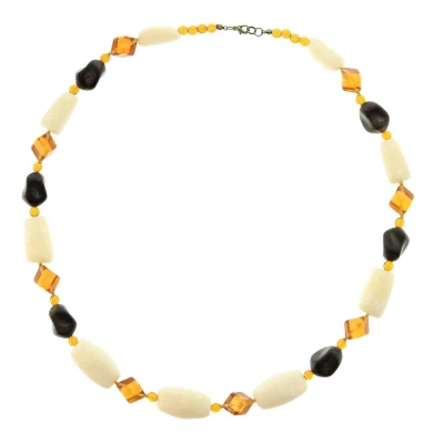 Afbeelding van Behave Ketting met bruine en crème kralen