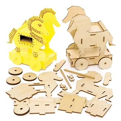 Afbeelding van Baker Ross FE453 Sets Met houten Trojaanse Paarden Set van 2, knutselsets voor kinderen om te versieren en laten zien, educatieve activiteit