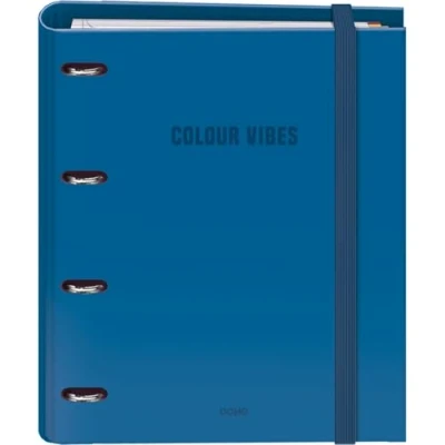 Afbeelding van Dohe Ringband met navulling 4 rings map, A4 (28x32 cm), 100 vel geruit papier 5x5 mm, gekleurde tabbladen, extra opbergvak en elastische sluiting COLOUR VIBES Blauw