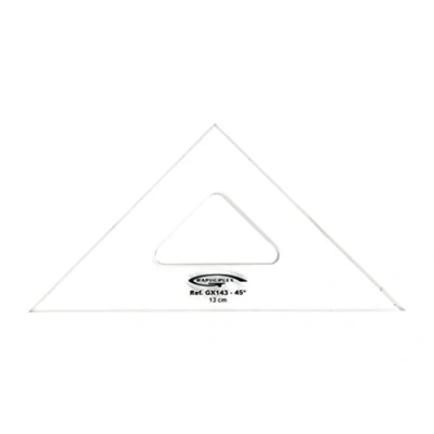 Afbeelding van Graphoplex Tekendriehoek, 45 3 randen rechts transparant 13 cm doorzichtig