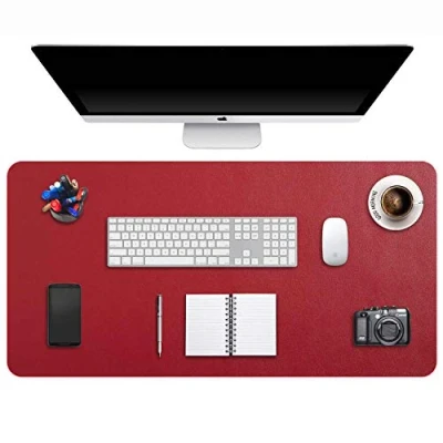 Afbeelding van DOBAOJIA Muismat Grote Mousepad XXL, Bureaulegger Bureaumat, Bureau Vloeipapier Schrijfblok, Laptop Bureaumat voor kantoor/thuis, PU leer waterdicht + suède antislip 90 x 43 cm (Wijn Rood)
