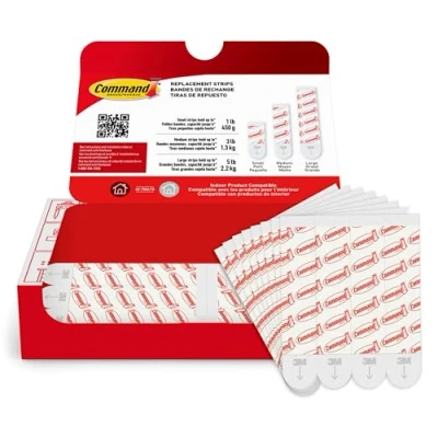 Afbeelding van Command grote navulling, schadevrij hangende muurplakstrips voor wandhaken binnenshuis, geen gereedschap, verwijderbare plakstrips kersthaken, 20 witte strips