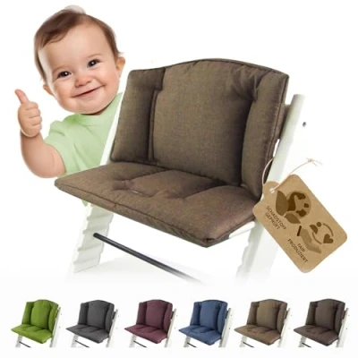 Afbeelding van Bambiniwelt Zitkussen, overtrek, vervangingskussen, compatibel met Stokke Tripp Trapp hoge stoel (gemêleerd lichtbruin)