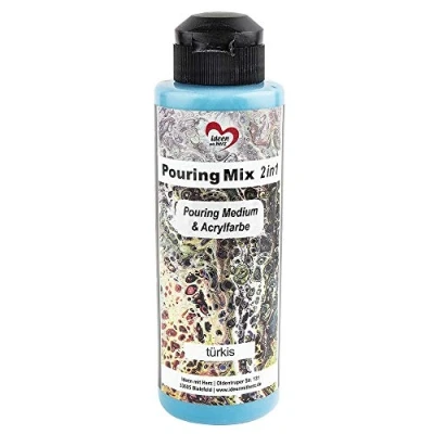 Afbeelding van Ideen mit Herz Gietmix 2 in 1, gieten medium &amp; acrylverf, 180 ml, geen verder mengen met vloeistof, of siliconenolie nodig (turquoise)