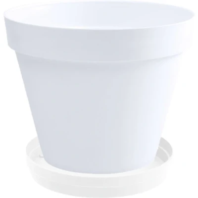 Afbeelding van Bloempot Toscane kunststof wit D20 x H17 cm inclusief onderschaal D15 Plantenpotten