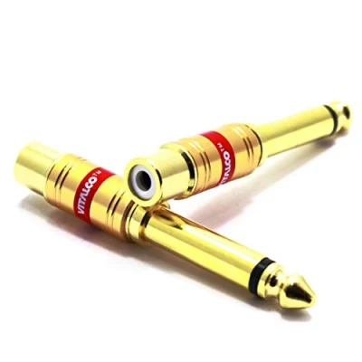 Afbeelding van Jack 6.35mm Mono 1/4 Inch Mannelijk naar RCA Phono Vrouwelijke Audio Adapter Vitalco 2 Pack 6.35 Plug