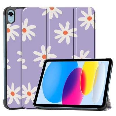 Afbeelding van Apple iPad 10 (2022) 10.9 inch Hoes: imoshion Design Trifold Bookcase Flowers Distance Kunstleder Tablet Hoezen