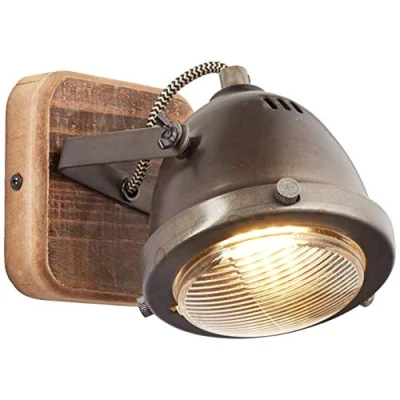 Afbeelding van Leen Bakker Brilliant Wandlamp Carmen Hout GU10 Wandlampen Koperkleurig