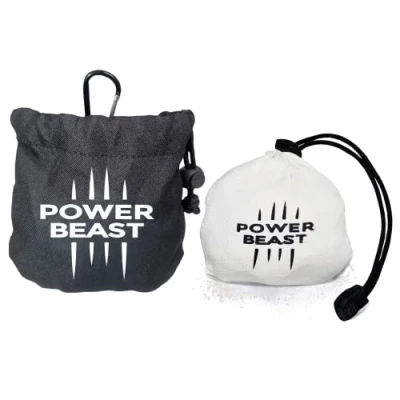 Afbeelding van POWER BEAST navulbare kalkballen, 60 g + magnesiumzak, magnesiumkrijt, klimkrijt, klimmen, fitness, cross fit, gym, turnen, pole dans, gewichtheffen.