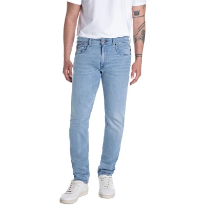 Afbeelding van Replay jeans heren Grover 5 pocket model spijkerbroek slim fit lichtblauw gemêleerd