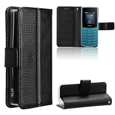 Afbeelding van BAILI Portemonnee hoesje voor Nokia 105 4G 2023 hoesje, diamant lederen telefoonhoesje compatibel met 2023, creditcardsleuven en flipstandaard, 01