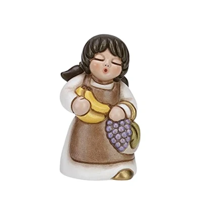 Afbeelding van THUN® Vrouw met vruchten witte versie klassieke kerststalfiguren keramiek de klassieker