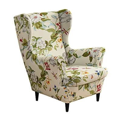 Afbeelding van CHNSHOME Stoelhoezen voor oorstoelen, overtrek oorfauteuil, 2 stuks, beschermhoes, bedrukte rekbaar