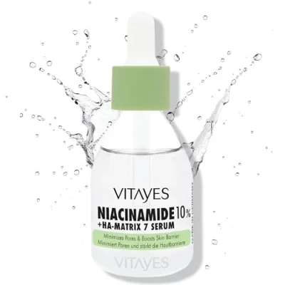 Afbeelding van Vitayes b!right 10% niacinamide &amp; hyaluronzuur serum poriënverfijning, huidbarrière versterking, hydraterend, anti aging voor stralende en verjongende huid dermatologisch getest