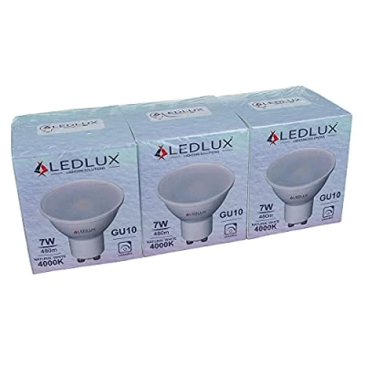 Afbeelding van 3 stuks GU10 ledlampen, dimbaar, 220 V, 7 W = 50 W, 480 lumen, led spot GU10, dimbaar met triac dimmer, warmwit, neutraal, koudwit (4000 K)