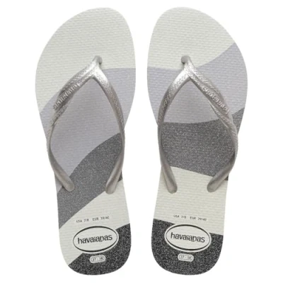 Afbeelding van Havaianas Fantasía Gloss, comfortabele, minimalistische en veelzijdige slippers met glanzende aanraking, dames, Wit Zilver, 6.5/7 UK